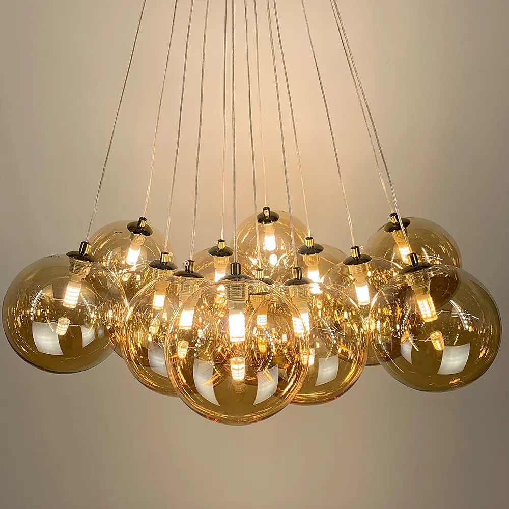 Люстра-пучок с янтарными плафонами Line.F MJ 142-650 AB+AM - фото 7