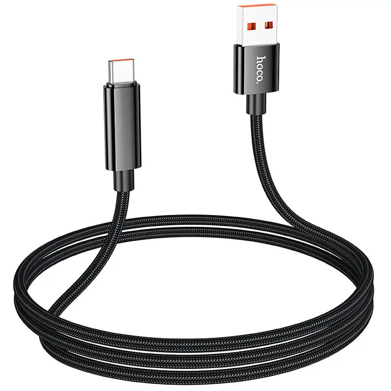Дата кабель Hoco U125 Benefit 5A USB to Type-C with display 1.2 м Black - фото 4