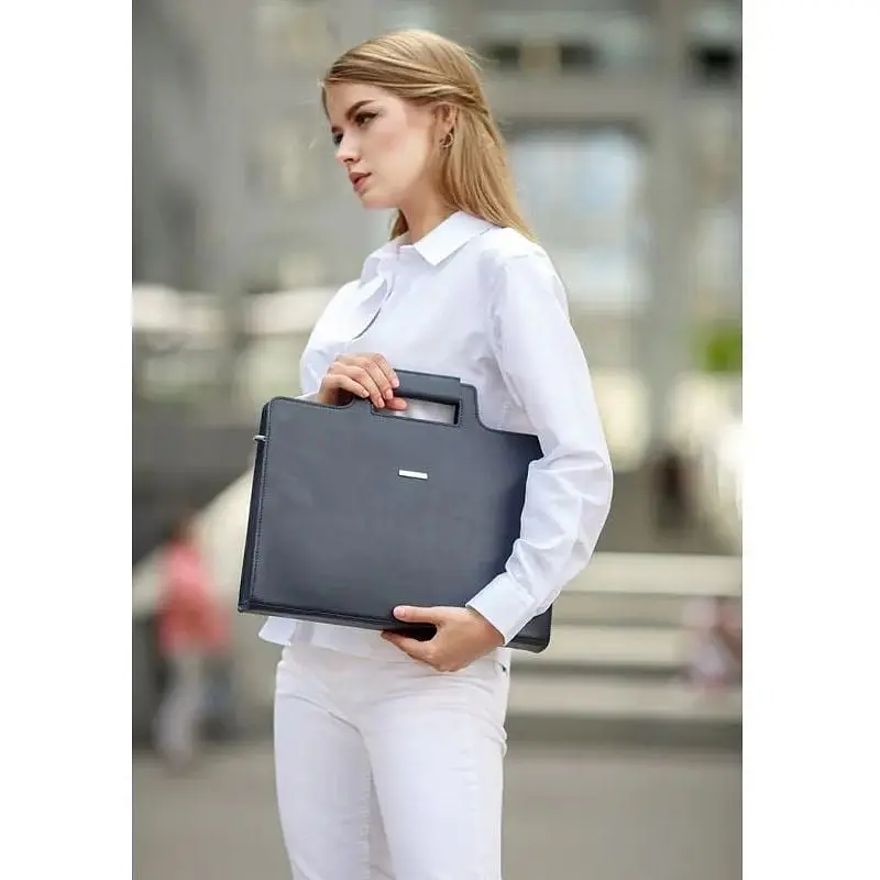 Сумка для ноутбука та документів BlankNote Жіноча шкіряна 15 Dark Blue (BN-BAG-36-navy-Blue) - фото 7