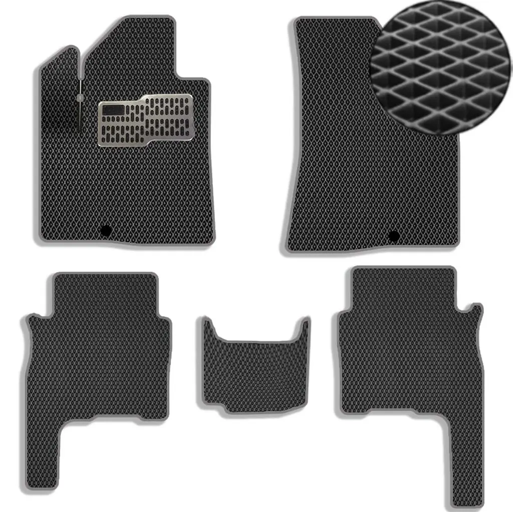 Килимки в салон EVA для Hyundai Santa Fe 2006-2010 (Доресталінг) з підп'ятником Чорно-Сірий кант 5 шт