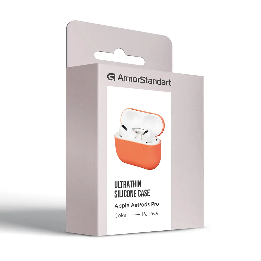 Силіконовий чохол для навушників Apple AirPods Pro, Ultrathin Silicone Case, помаранчевий, захисний чохол, ультратонкий і легкий, захист від подряпин і пилу, м"який силікон, ArmorStandart (ARM55966) - фото 3