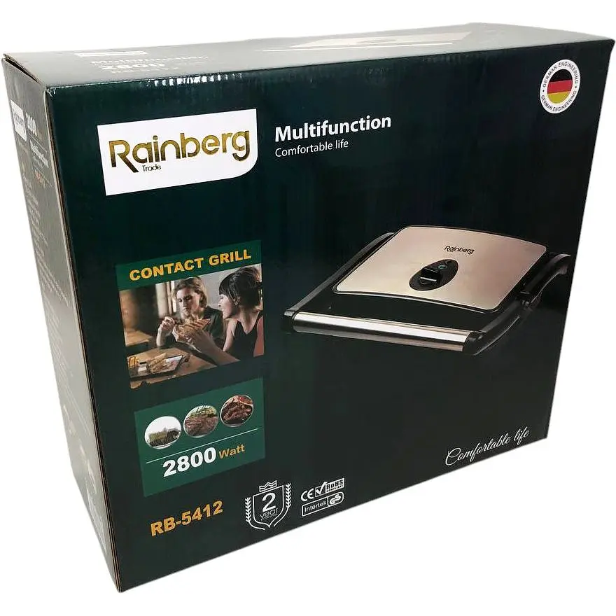Гриль-пресс Rainberg RB-5412 с индикатором нагрева (RB-5412_921) - фото 7