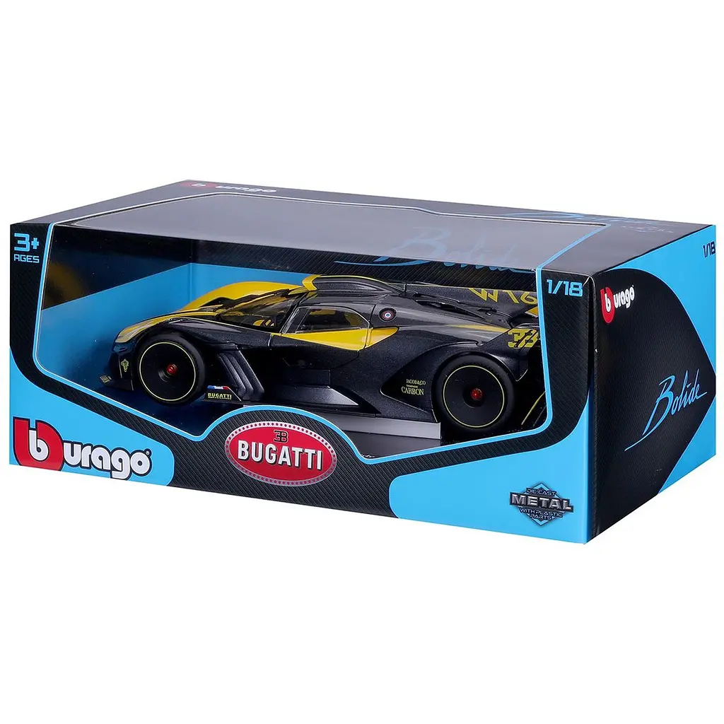 Автомодель Bburago Bugatti Bolide 1:18 чорно-жовта (18-11047 YL) - фото 9