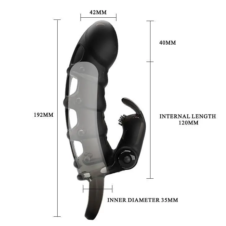 Насадка на пеніс Pretty Love Penis Sleeve Cuper, 19.2 см (чорний) - фото 5