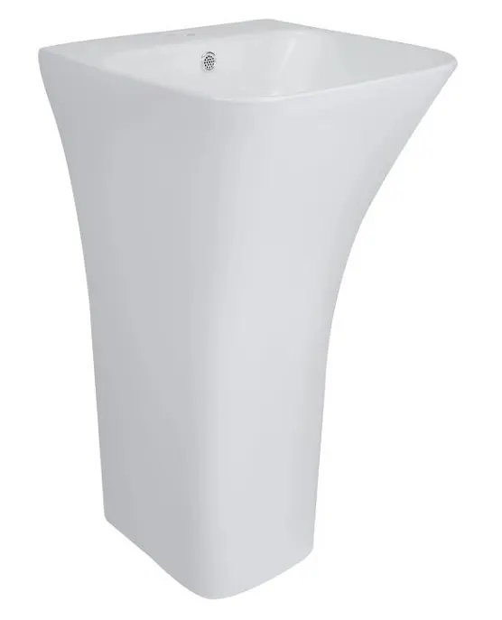 Комплект Qtap Crow: Напольная раковина моноблок 445x420x840 мм White + Донный клапан PU02O (QT0511G315WN47321) - фото 2