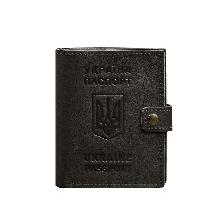 Шкіряна обкладинка-портмоне на паспорт з гербом України 25.1 темно-коричнева - фото 9