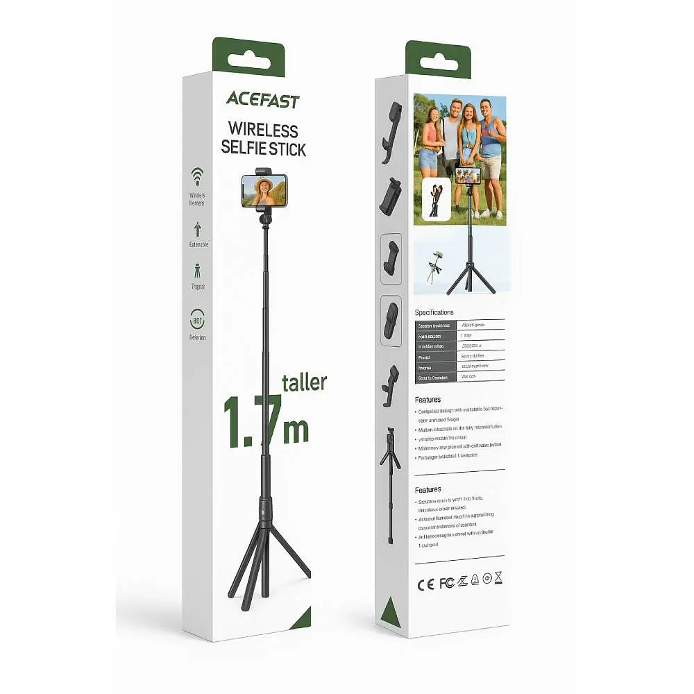 Штатив ACEFAST E31 selfie stick with automatic tripod чорний - фото 2