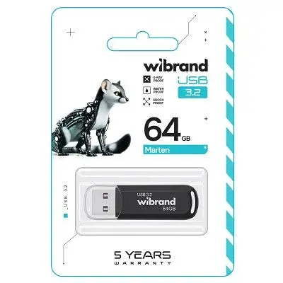 USB флеш накопичувач Wibrand 64GB Marten Black USB 3.2 Gen 1 (USB 3.0) (WI3.2/MA64P10B) - фото 2