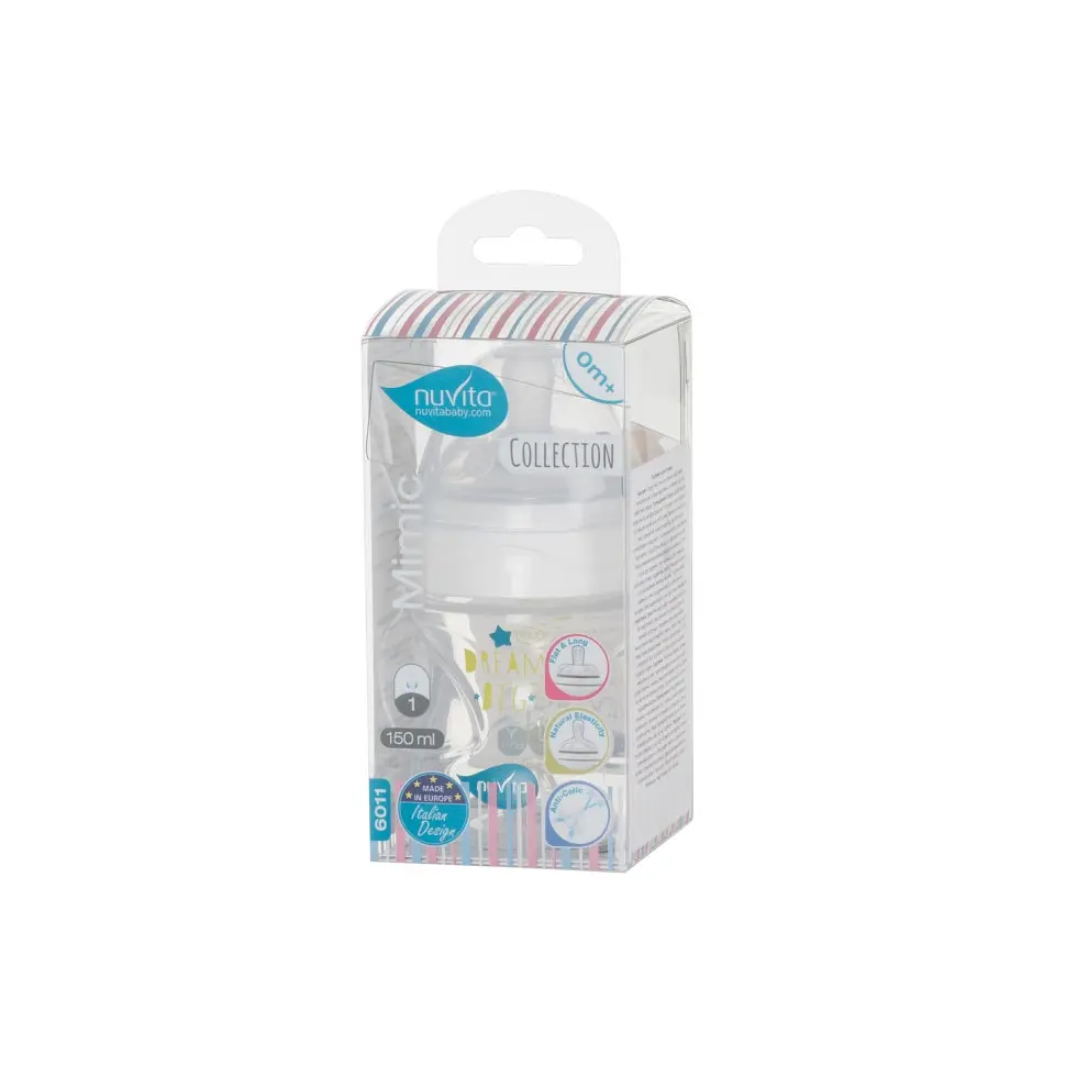 Детская бутылочка Nuvita 6011 Mimic Collection антиколиковая 0+ 150 мл белая NV6011BIANCO - фото 3