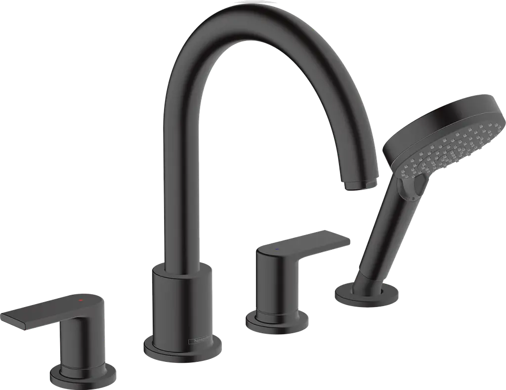 Змішувач Hansgrohe Vernis Blend врізний на край ванни на 4 отвори Matt Black 71456670 Чорний матовий