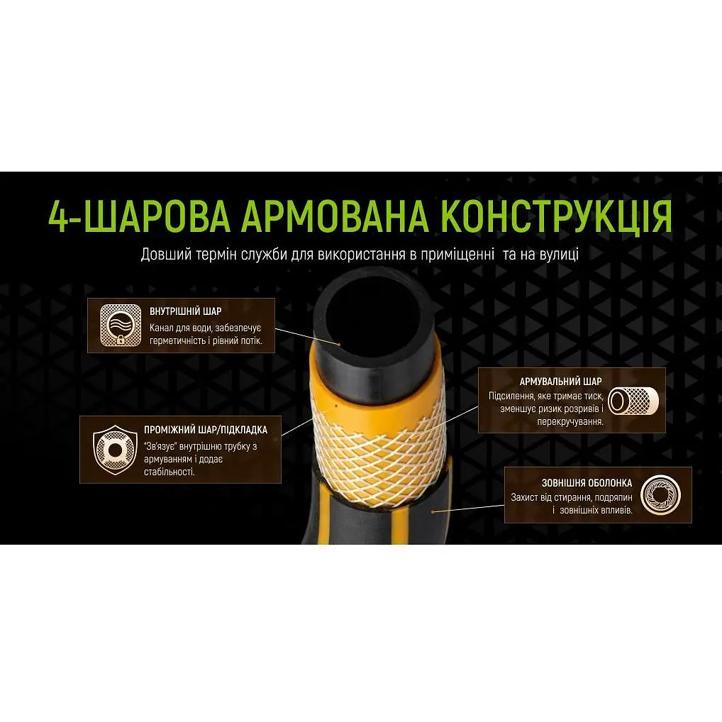 Шланг армированный 4-х слойный Alloid Building Tools Honey Bee 3/4" 50 м (WH-67658) - фото 8
