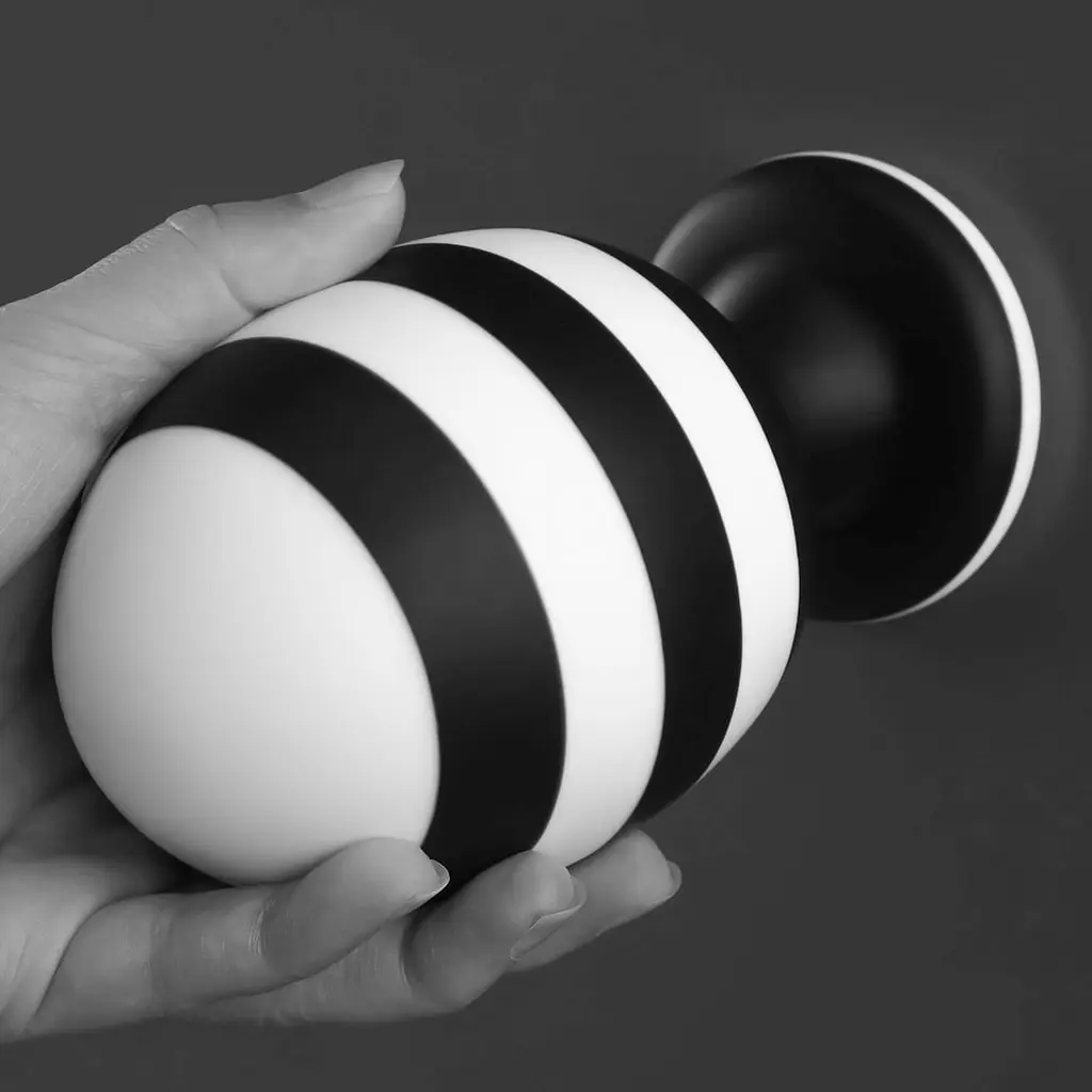 Анальна пробка LoveToy X-Missioner 14 см (чорно-білий) - фото 18