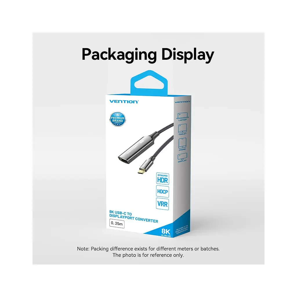 Кабель мультимедійний USB-C to DisplayPort M 0.25m 8K black Vention (CRGBC) - фото 7