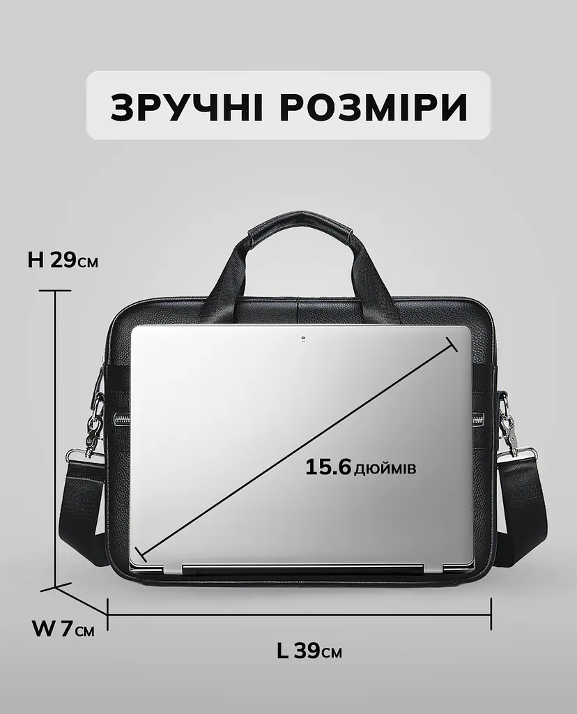 Шкіряна чоловіча сумка-портфель для документів та ноутбука чорна MK39848 Tiding Bag - фото 7