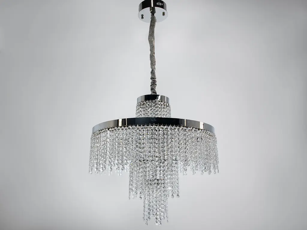 Підвісна кришталева люстра Diasha 376-600CH LED-модель, 125 Вт, діаметр 59 см з ефектним каскадом кристалів - фото 2