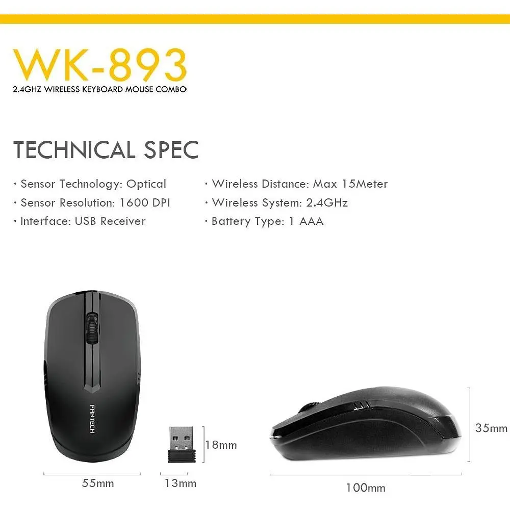 Бездротова клавіатура та миша Fantech WK-893 (39132-01_714) - фото 9