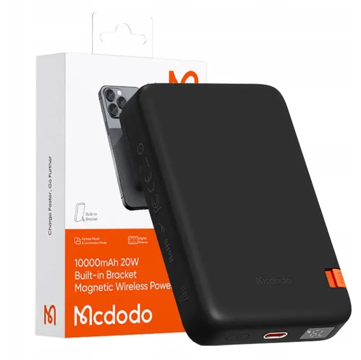 Power Bank McDodo 20W Magnetic Wireless Metal Ultra-Thin 10000mAh 1C MC-5101 Black - фото 2