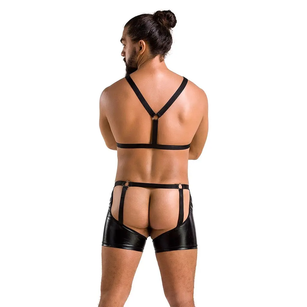 Комплект еротичної чоловічої білизни Passion 047 SET JOHN L/XL Black, труси, портупея - фото 4