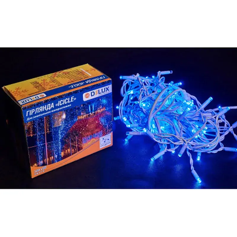 Гірлянда Delux ICICLE flash 108LED 2 х 1 м синій / білий IP44 EN (90012945) - фото 2