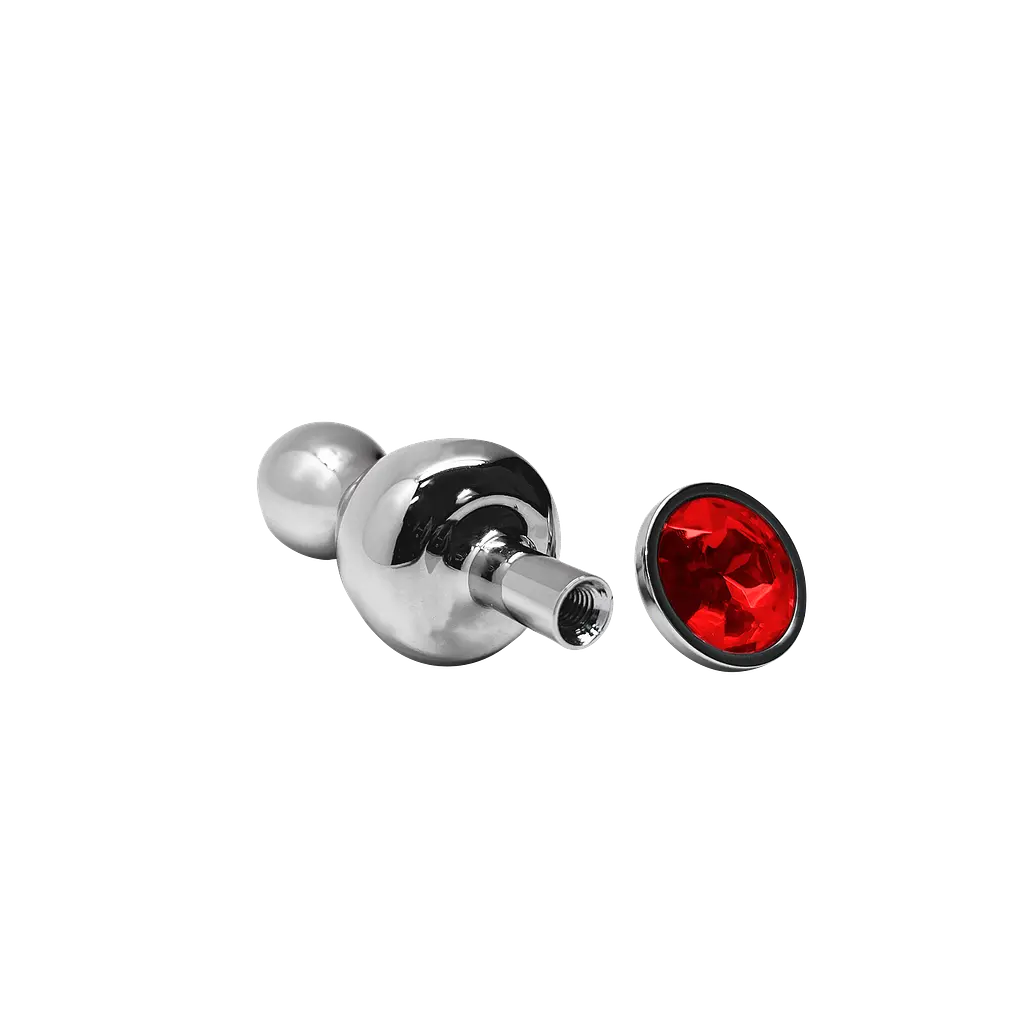 Анальна пробка з кристалом Wooomy Lollypop Double Ball Metal L, 10.5 см (червоний) - фото 3