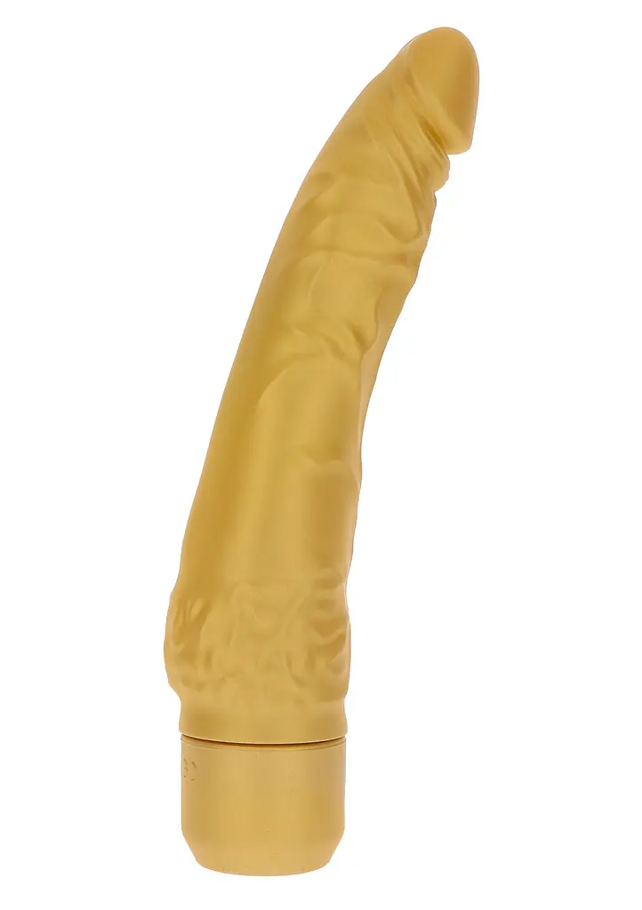 Вібратор Get Real Gold Dicker Slim Vibrator на батарейках, 16х4.7 см золотистий