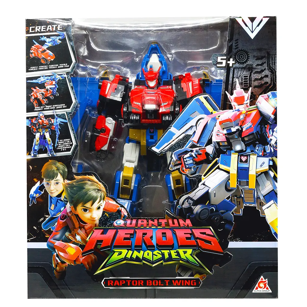 Ігровий набір з роботом-трансформером Dinoster Раптор Болт Вінг 2 машини та динозаври (EU580806N) - фото 5