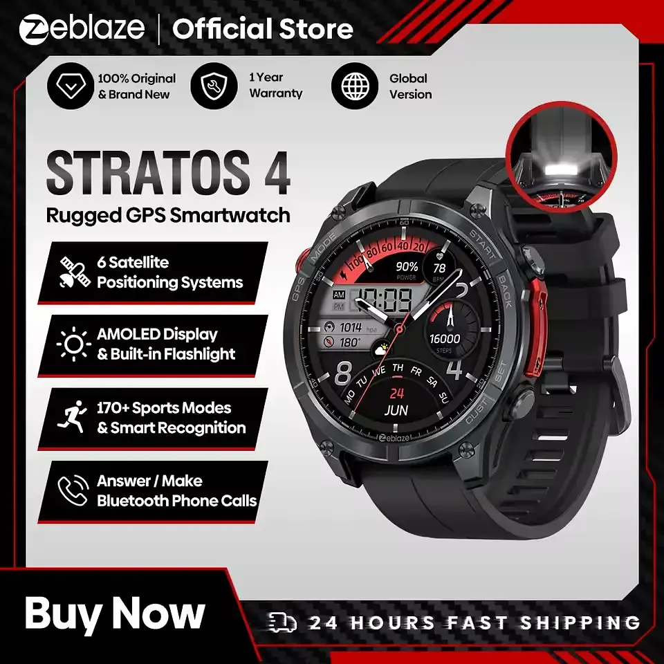 Смарт-годинник Zeblaze Stratos 4 з GPS AMOLED 1.43,5 ATM, Gorilla Glass, MIL-STD-810H - фото 4