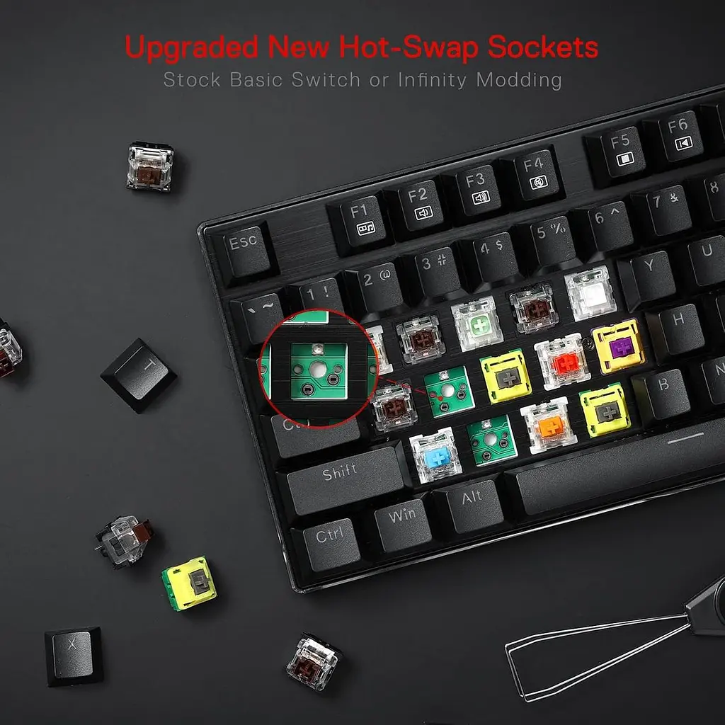 Механічна клавіатура Redragon K556 RGB 104 клавіші Red Switch Hot-Swap, англійська розкладка - фото 9