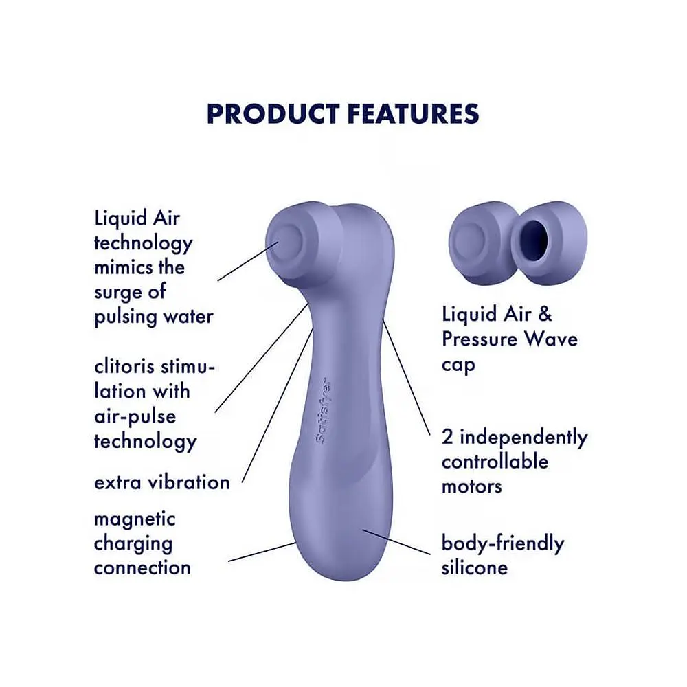 Вакуумний стимулятор клітора з вібрацією Satisfyer Pro 2 Generation 3 with Liquid Air (фіолетовий) - фото 4