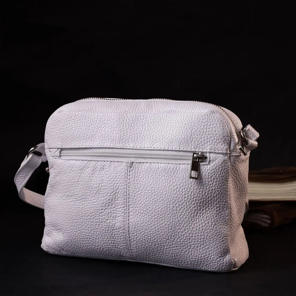 Жіноча сумка крос-боді із натуральної шкіри Grande Pelle 11650 біла - фото 7