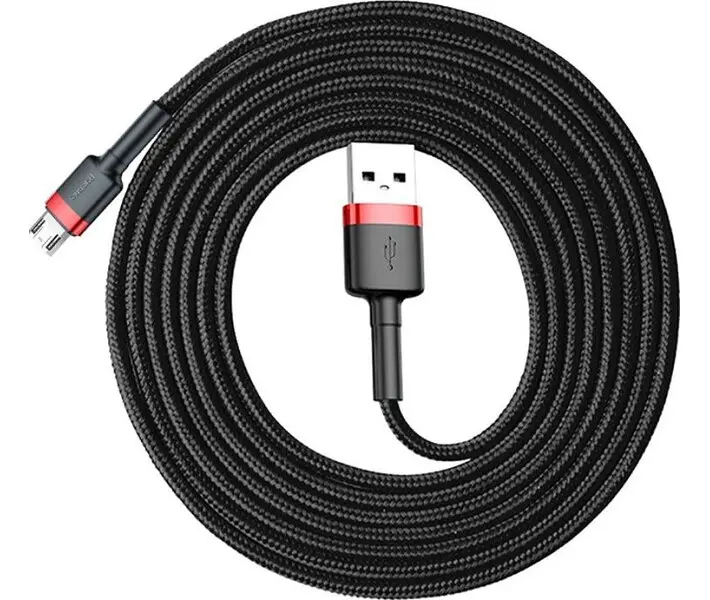Кабель Baseus Cafule Cable USB for Micro 1.5A 2.0 м Red/Black (CAMKLF-C91) - фото 4