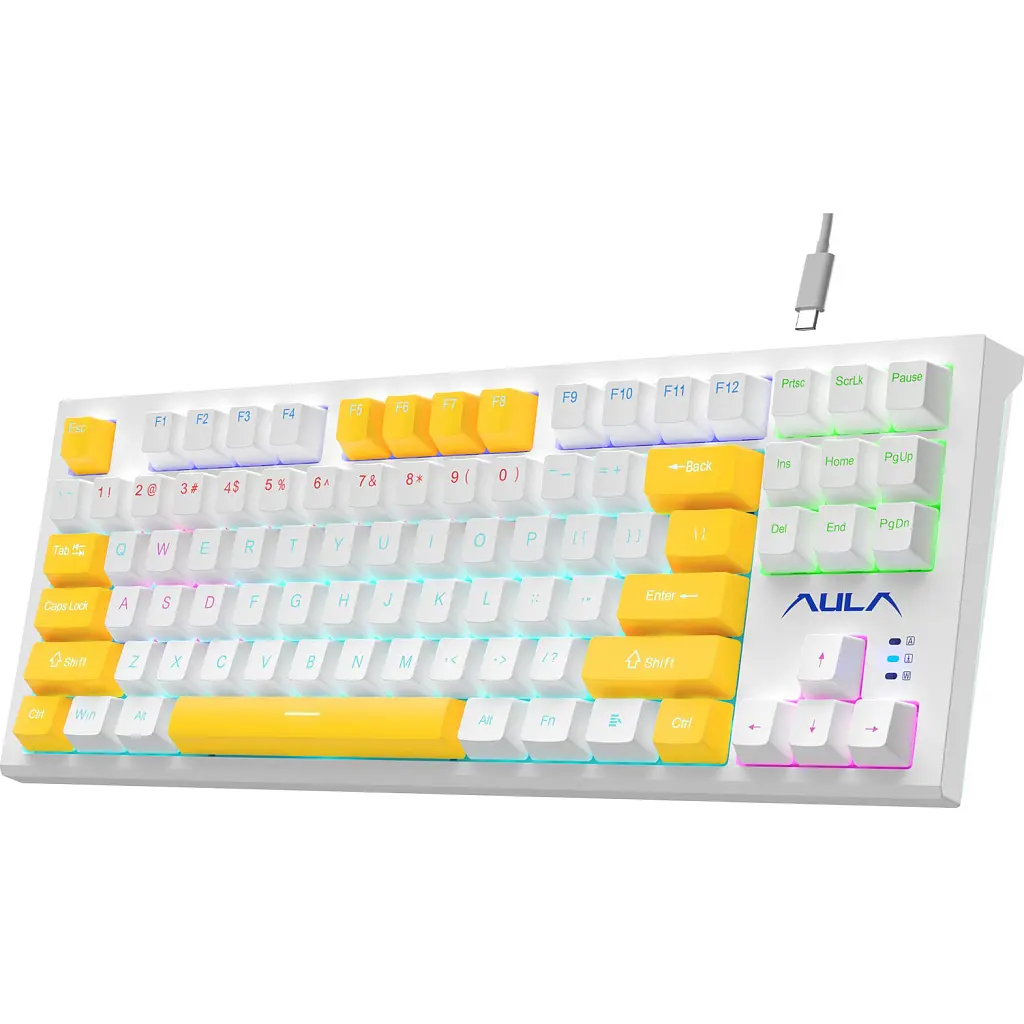 Клавіатура Aula F3032 keycaps plus 21 Yellow keys KRGD Red USB UA White (6948391204680) - фото 2