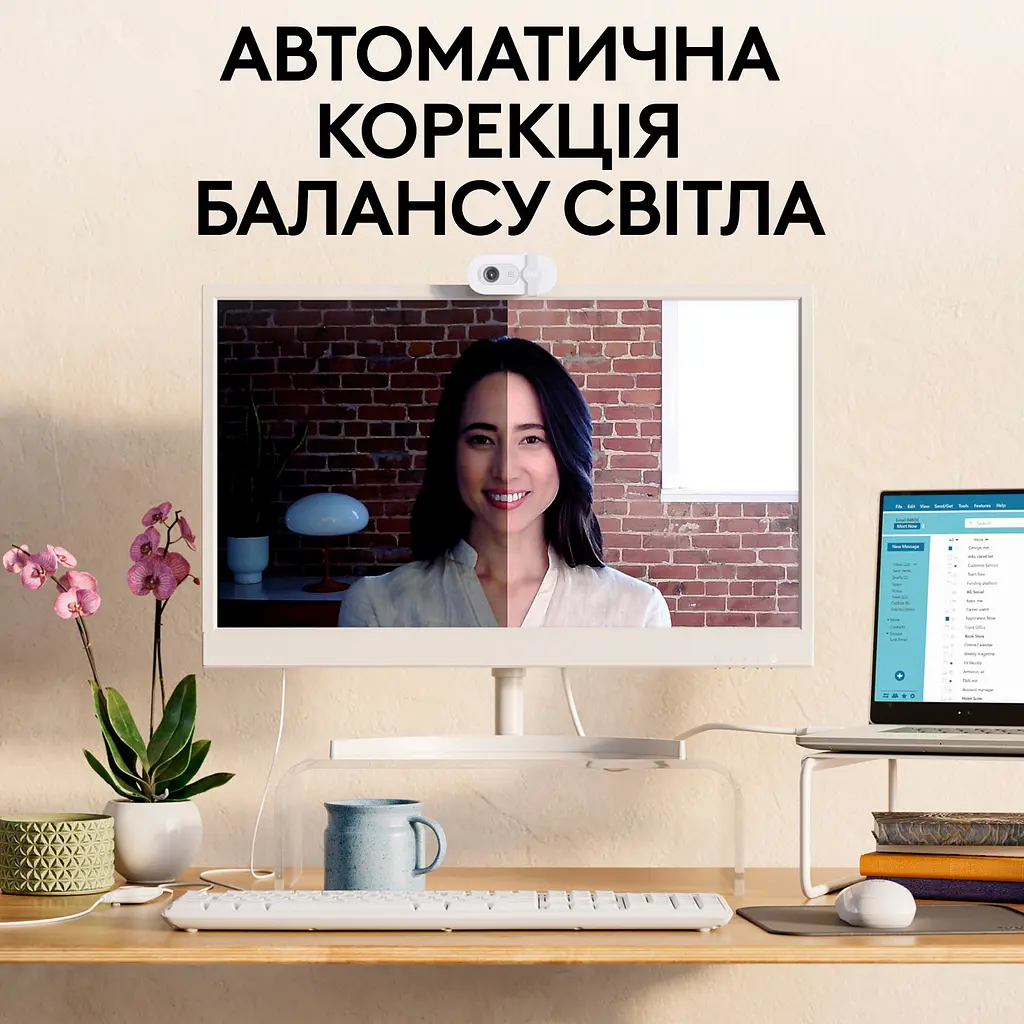 Веб-камера Logitech BRIO 100 White (960-001617) [96683] - фото 7