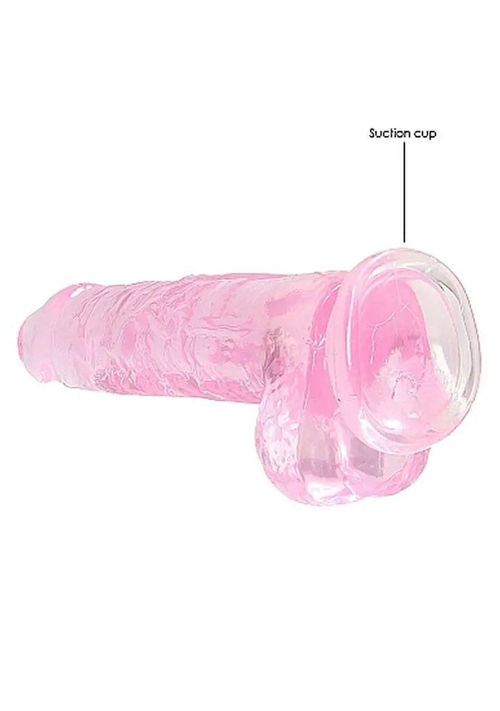 Фаллоимитатор RealRock Crystal Clear 8" 21 см (розовый) - фото 5