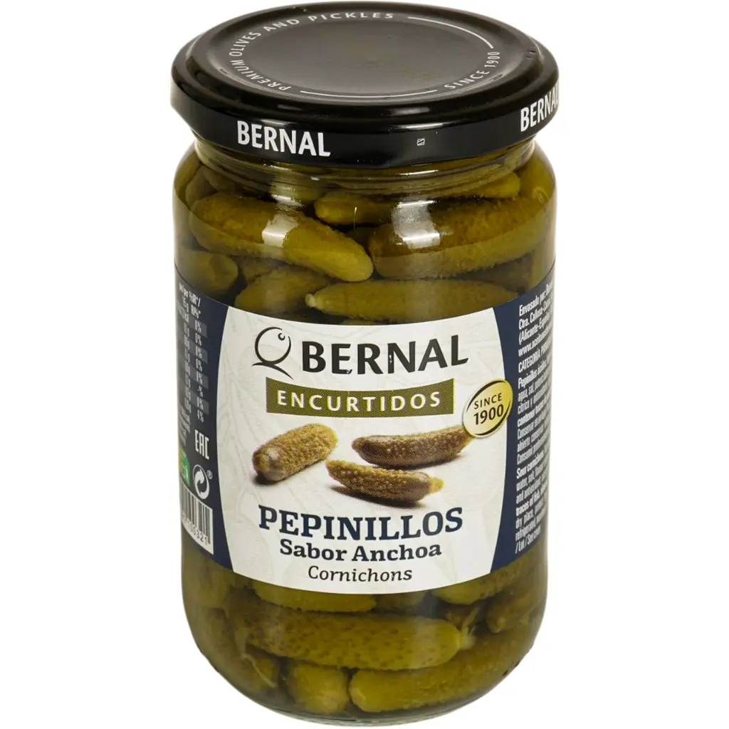 Корнішони Bernal Encurtidos Pepinillos Sabor Anchoa зі смаком анчоуса 300 г - фото 2