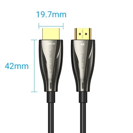 Кабель Vention HDMI M - M,50.0 м V2.0 Optical 4K 60Гц 18Gbps Dolby 7.1 PVC Black Zinc Alloy - фото 3