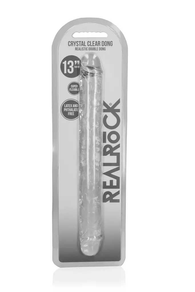 Двосторонній фалоімітатор RealRock Realistic Double Dong, 34 см (прозорий) - фото 2