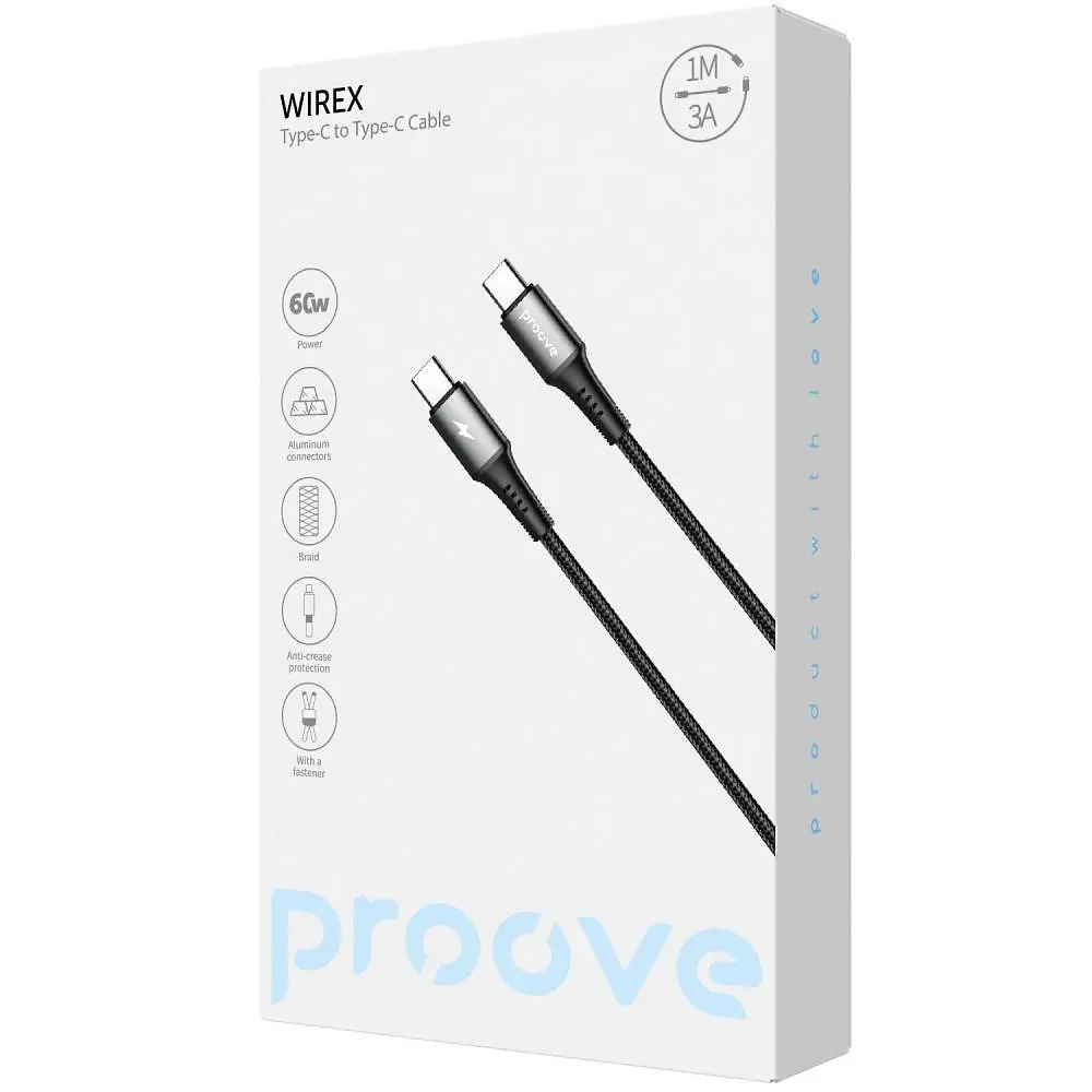 Кабель Proove WireX Type-C to Type-C 60W (1m) black - фото 2