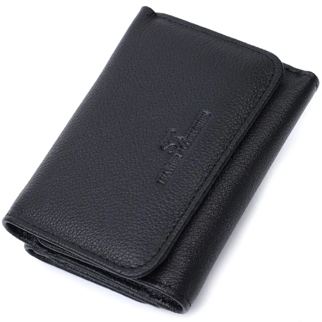 Красиве жіноче портмоне з монетницею з натуральної шкіри ST Leather 22728 чорне - фото 5