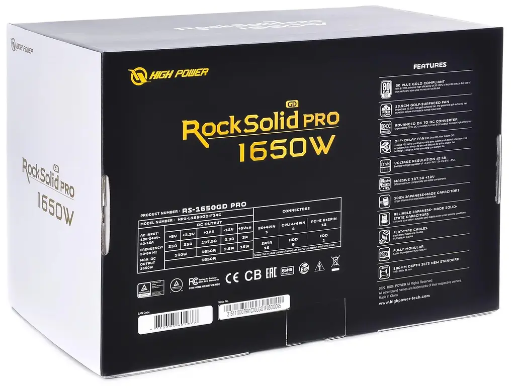 Блок питания QUBE 1650W 80+ GOLD 1650W (RS-1650GD PRO) - фото 10