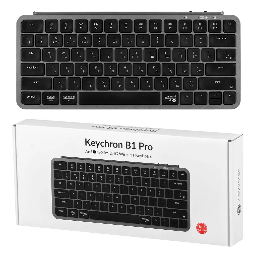 Клавіатура мембрана B1 Pro, USB/WL/BT, space gray Keychron teh0013854 - фото 9