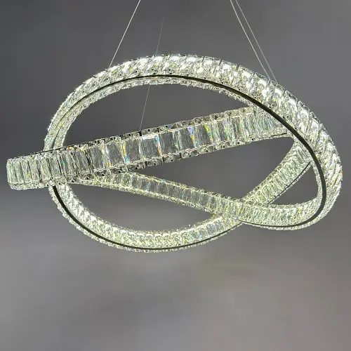 Підвісна кришталева LED-люстра з кільцями Linisoln 7108 CH хром 180 Вт 58 см для вітальні до 20 м2 - фото 3