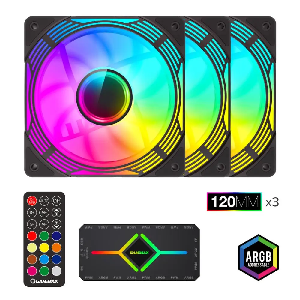Вентилятор GameMax 120mm*3 KIT ARGB fan KF300 BK (KF300 BK) - фото 1
