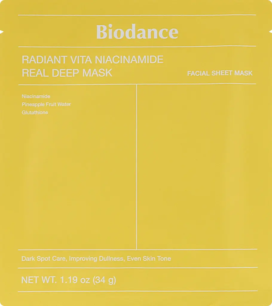 Маска для обличчя Biodance Radiant Vita Niacinamide Real Deep Mask нічна гідрогелева з вітаміном і ніацинамідом 34 г