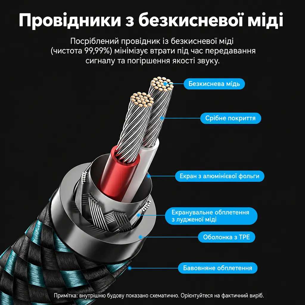 Стереоаудіокабель Vention 8 м тюльпани 2RCA штекер на 2RCA штекер з подвійним екрануванням у бавовняному обплетенні з посрібленими провідниками OFC з позолоченими роз’ємами зелений (BCUGK) - фото 3