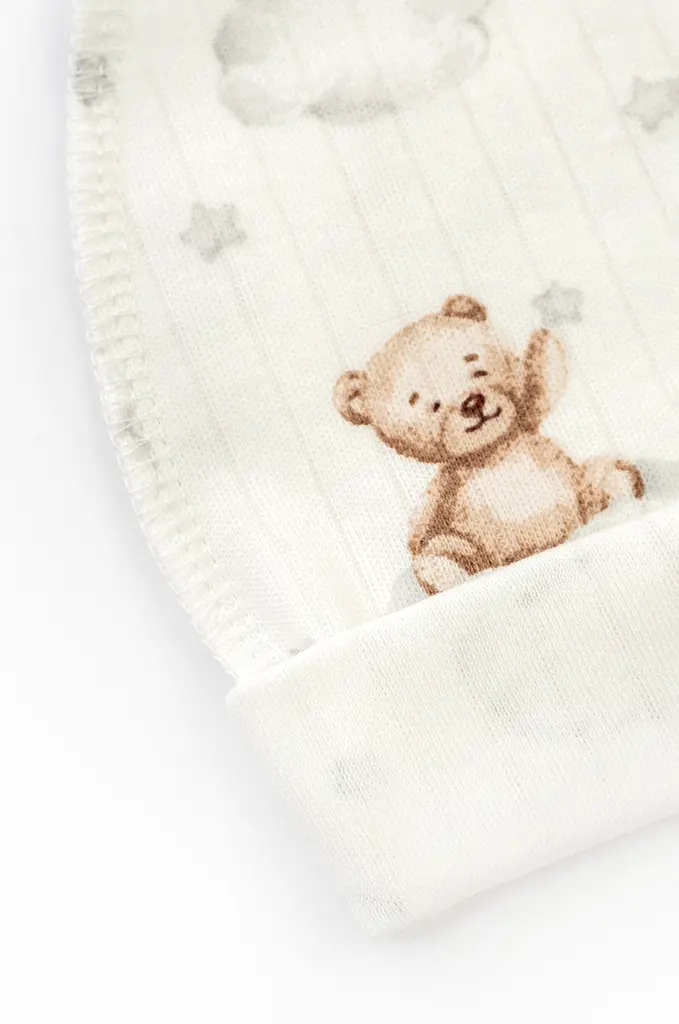 Шапочка для немовлят з підворотом Bear on a cloud з тканини інтерлок - фото 2
