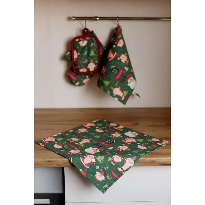 Полотенце вафельное Прованс Санта на зеленом 30х50 см (35702) - фото 2