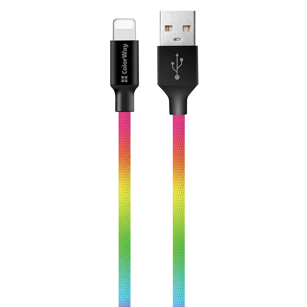 Кабель ColorWay USB - Apple Lightning (multicolor) 2.4А 1м - фото 2