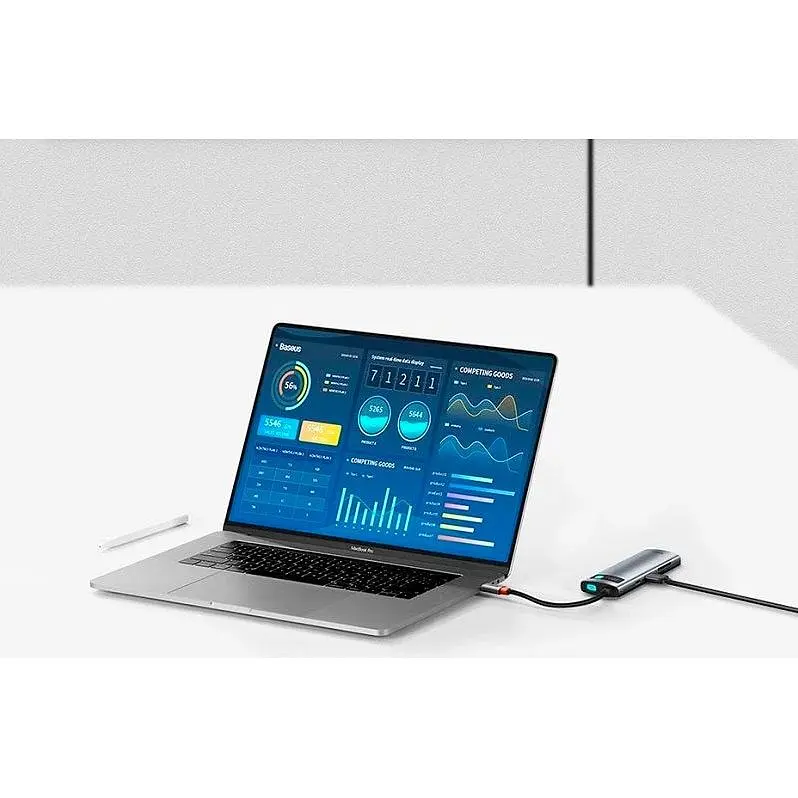 USB-хаб Baseus Metal Gleam Series 7-in-1 Multifunctional Type-C HUB Gray (WKWG020113) [72632] - фото 9