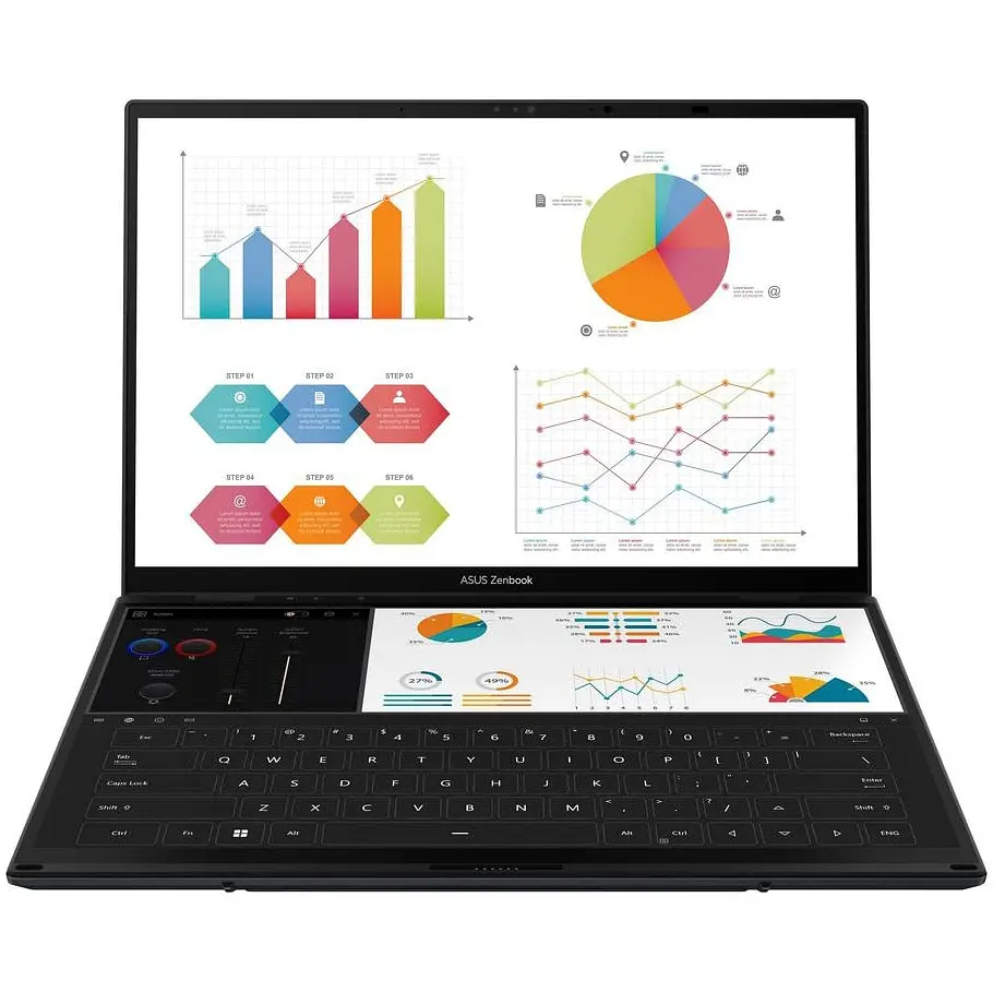 Ноутбук Ultraportabil ASUS Zenbook Duo OLED UX8406MA с процессором Intel Core Ultra 9 185H 5.1 GHz, 14", 3K, OLED, сенсорный, 32GB, 2TB SSD, Intel Arc графикой, Windows 11 Pro, Inkwell серый - фото 10